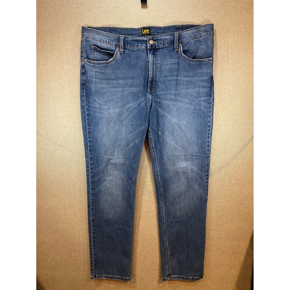 Lee Straight Fit Mens Blue Denim Jeans 40x32 Medium Wash Stretch